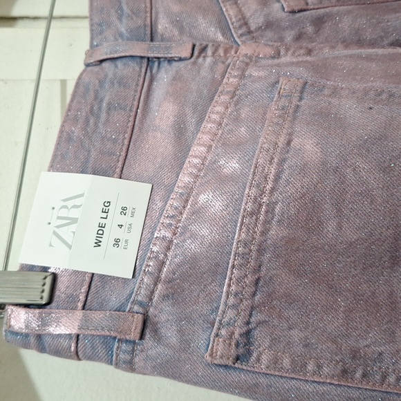 NWT PINK MID WAIST FULL LENGTH TRF FOIL JEANS - Picture 13 of 15